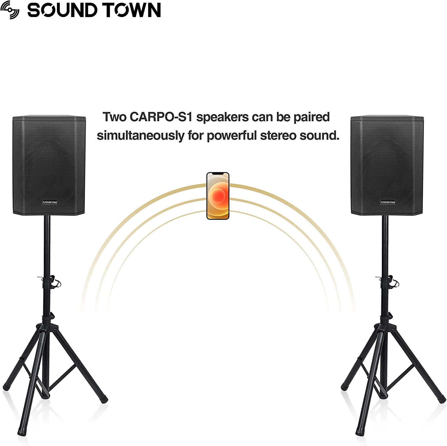 Sound Town CARPO-S1 Rechargeable Battery Bluetooth Portable Speaker, Black