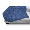 thumbnail image 3 of Starry Night Soft Flannel Fleece Blanket, Stars and Clouds Pattern with Curves Galaxy Theme Heavenly Bodies, Cozy Plush for Indoor and Outdoor Use, 50" x 60", Blue Yellow Dark Blue, by Ambesonne, 3 of 6