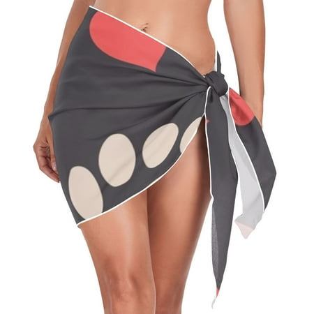 Paw Claws with Hearts Women Coverups Beach Cover Up Chiffon Swimsuit Bikini Wrap Short Skirt Beach Slit Tie Waist