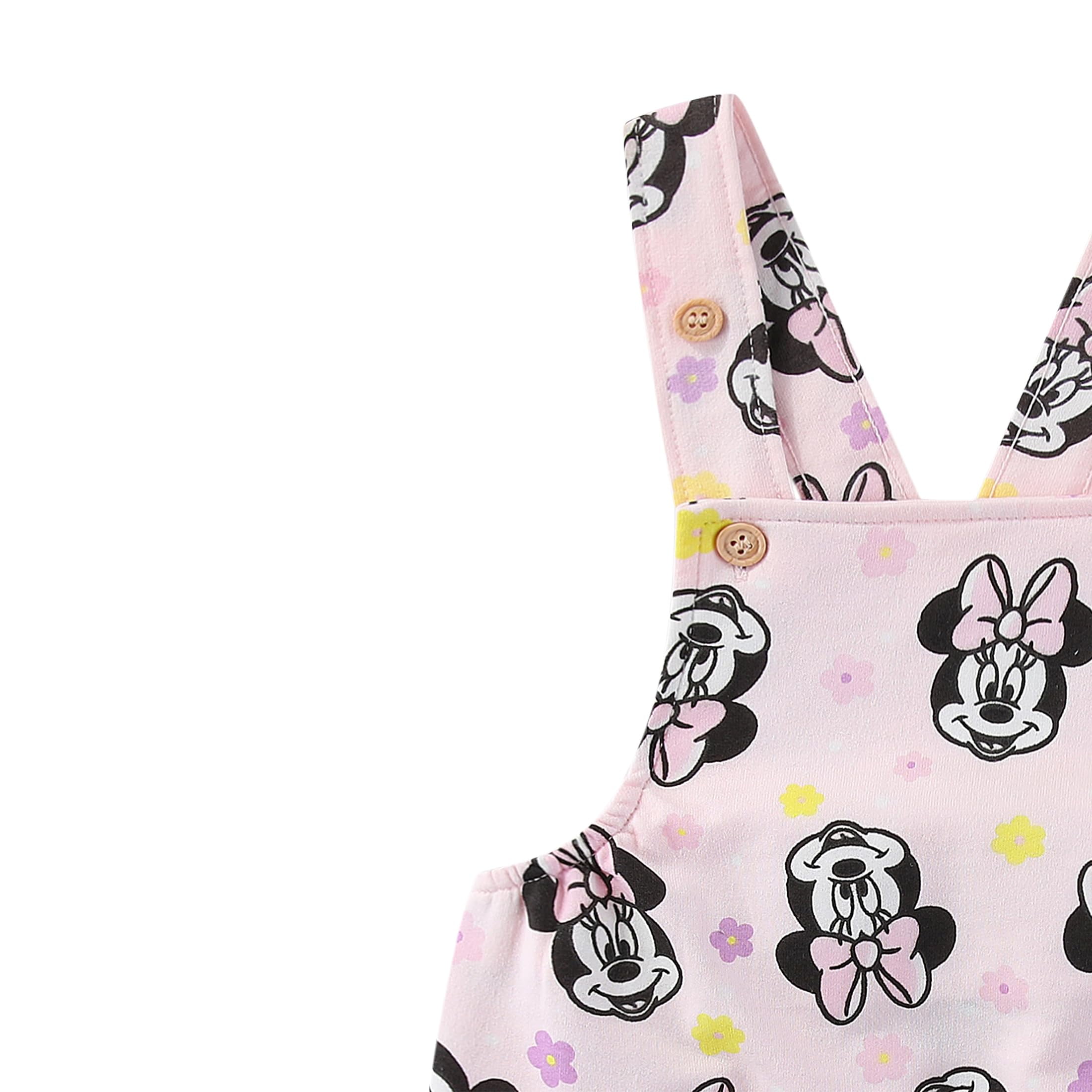 Disney Minnie Mouse Baby Shortall Overall with Hat Set (Girls), 3-Piece Set, Sizes 6M-24M
