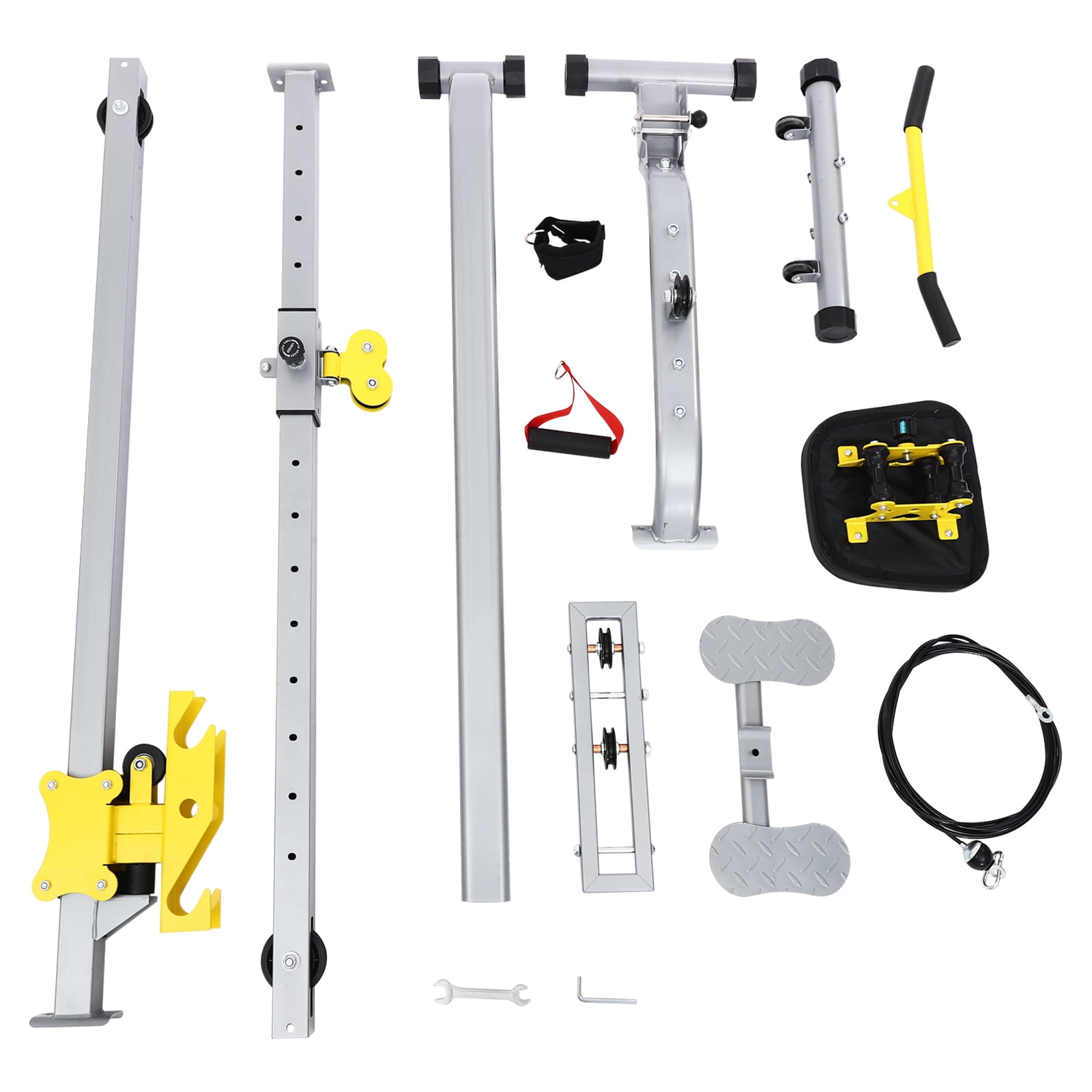 ToppiJoy Multifunctional Fitness Rack Power Cage Multi-Function Power Rack Adjustable Heavy Duty Strength Training Fitness Equipment for Home Gym Hold up 220 lbs Silver
