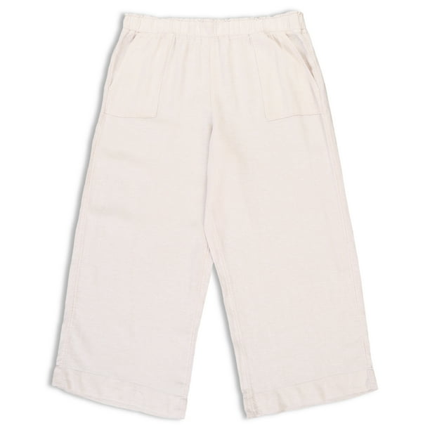 Time and Tru Women's Linen Crop Pants - Walmart.com