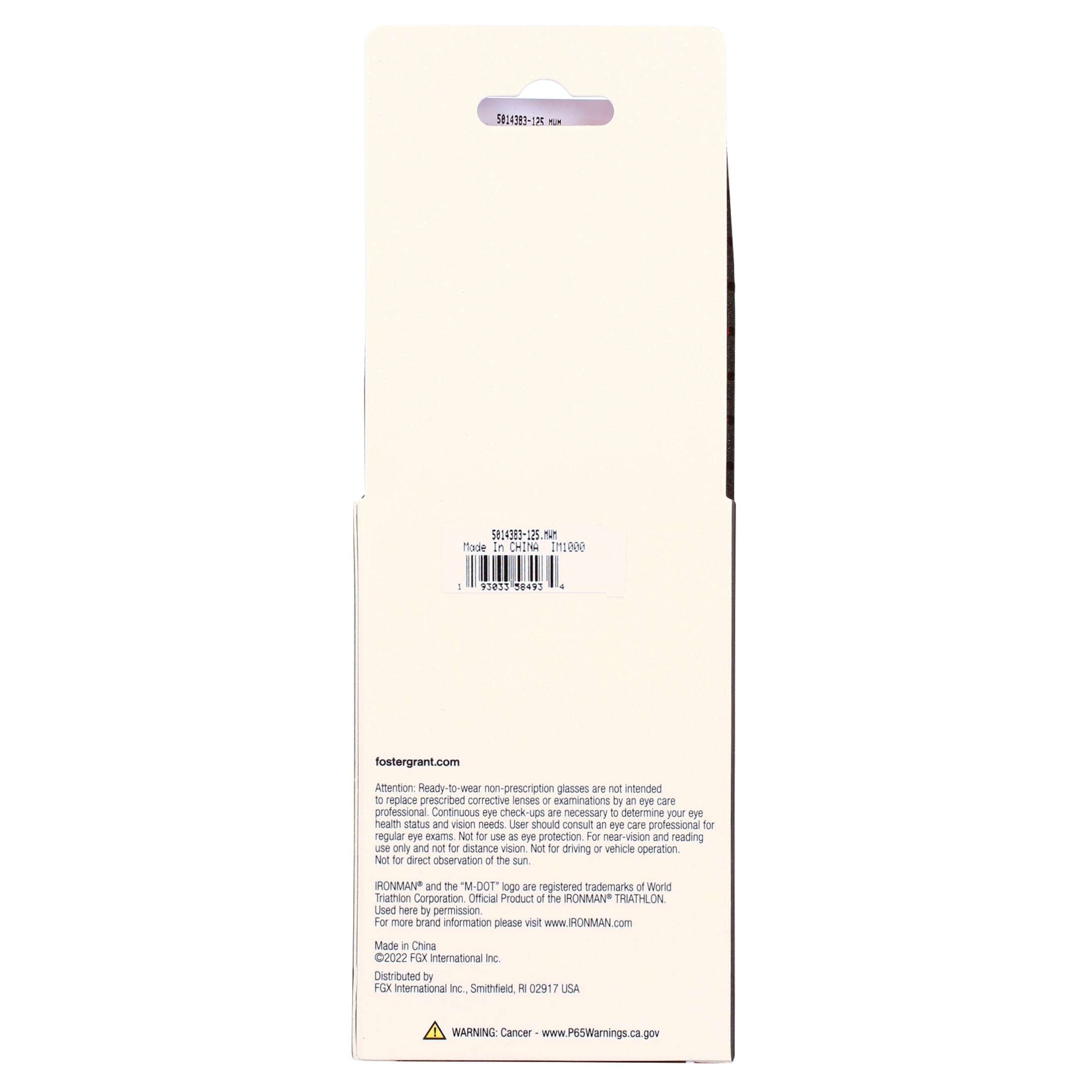 Ironman Rectangle Black Reader Eyeglass 1.25