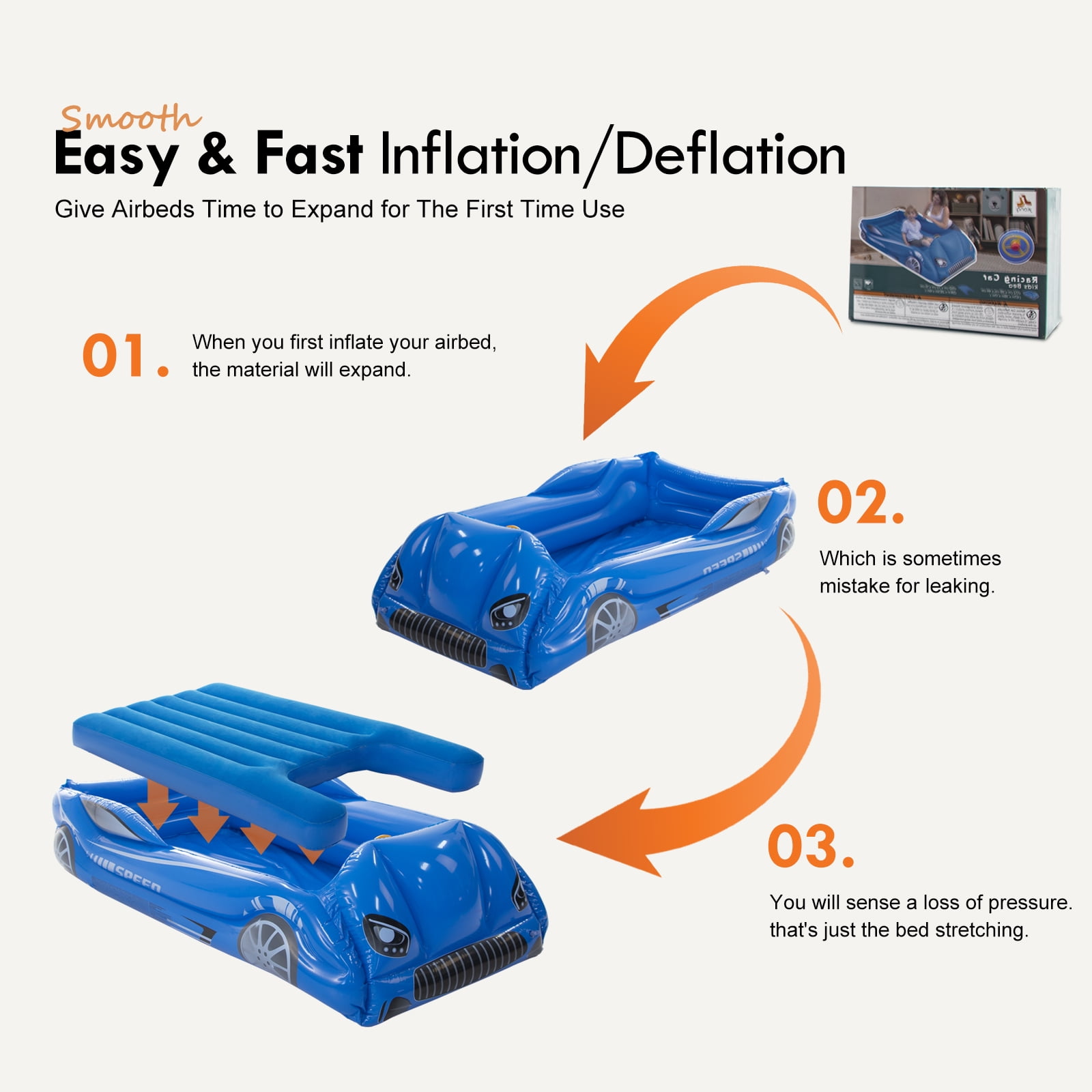 Honeydrill Travel Air Bed Inflatable Air Mattress with Raised Sides, Dark Blue