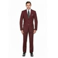 thumbnail image 1 of Verno Men's 2 Piece Burgundy ~ Wine ~ Maroon Suit 2 Button Slim Fit Cheap Priced Business Suits Clearance Sale, 1 of 1