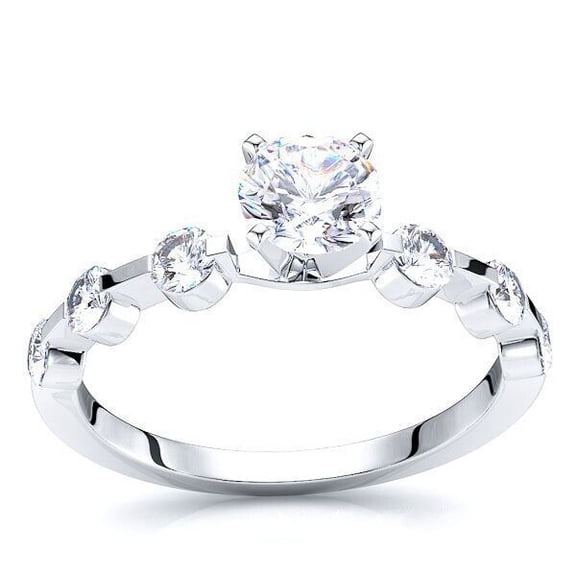 Seven Stone Diamond Ring, Bubble Set Diamond Band, Shared Prong Diamond Engagement Ring, Distance Diamond Ring, 925 Sterling Silver, 2.1 Ct Simulated Diamond, Proposal Ring For Her