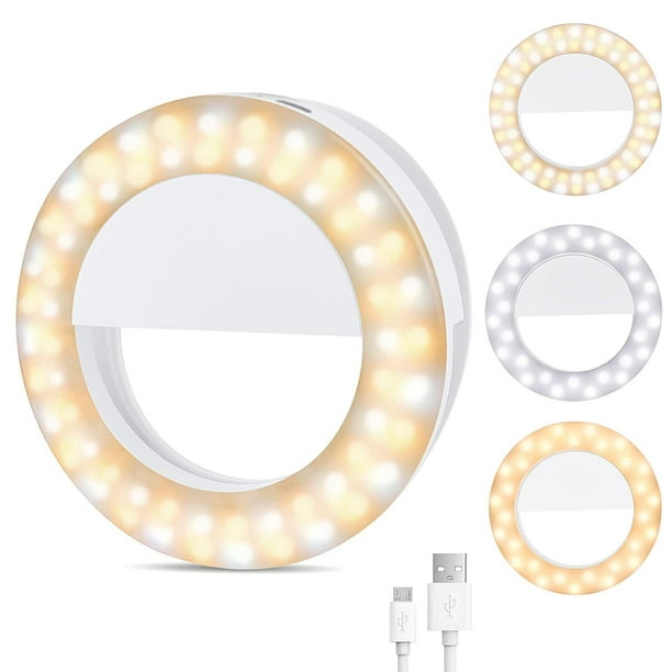 Selfie Ring Light, Rechargeable Portable Clipon Ring Light with