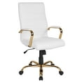 thumbnail image 2 of BizChair High Back White LeatherSoft Executive Swivel Office Chair with Gold Frame and Arms, 2 of 13