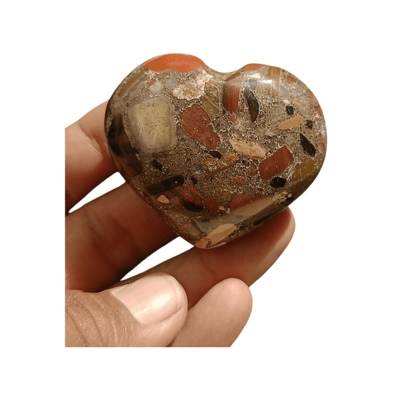 Healing Crystal Red Jasper Puffy Heart Stone Natural Red Jasper Crystal Pebble for Yoga Meditation | Heart Pocket Stone Vastu Conglomerate Heart Pudding Stone Size 40 to 50 mm Lot of 2 Pcs