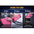 thumbnail image 6 of R.A. 26x17 Shammy Cloth for Car Drying - Super Absorbent Synthetic Chamois with 20x Water Absorption, Streak-Free Finish & Storage Container - Large PVA Car Towels (Pink), 6 of 9