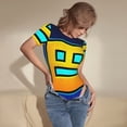 thumbnail image 4 of Lsque Geometry Dash Women's Crew Neck Short Sleeve Bodysuit Basic T Shirts Tops Onesie Adult Cute Pajama-Large, 4 of 8