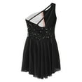 thumbnail image 5 of Alvivi Kids Girls Lyrical Ballet Dance Dress Modern Contemporary Costume One Shoulder Sequins Leotard Black 10, 5 of 6