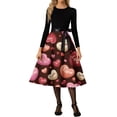 thumbnail image 3 of Fgvctg Valentine'S Day Dresses For Women Vintage Cocktail 50S Tea Dress Love Heart Graphic Crewneck Dress Oversized Date-Night Sweet Long Sleeve Clothing Soft Outfits Wine XL, 3 of 4