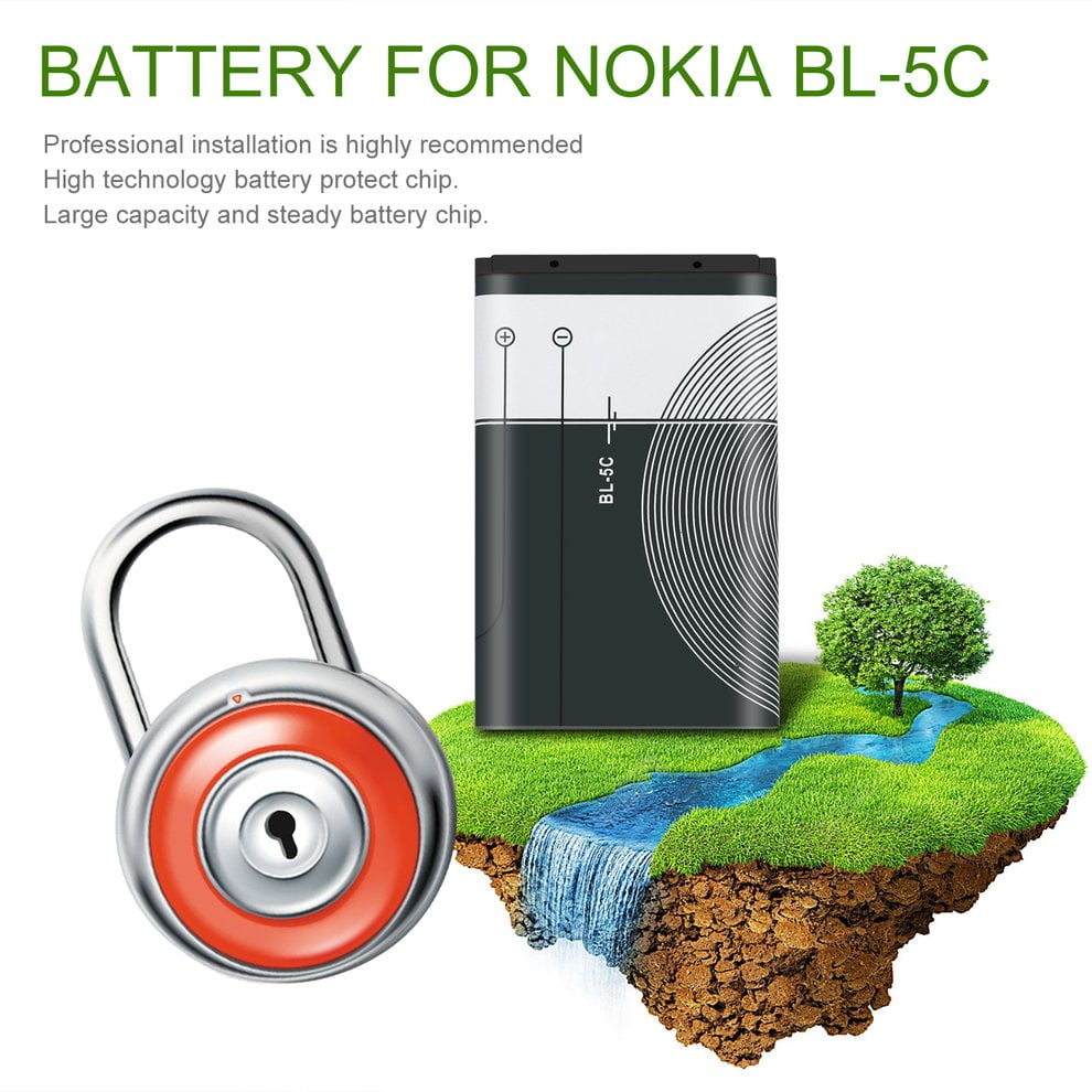 1020mAh Capacity BL-5C Phone Battery for Nokia 3.7V 3.8Wh Replacement Battery
