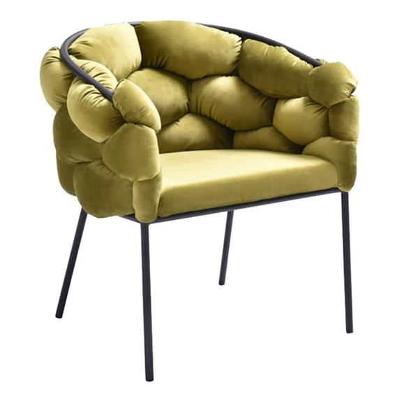 Pemberly Row 18" Modern Velour Fabric and Metal Dining Chair in Green