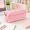 Pink, variant on RNKR Large Capacity Pencil Case, Multi Compartment Canvas with Dual Zipper, Portable Pen Bag for School Office College Travel