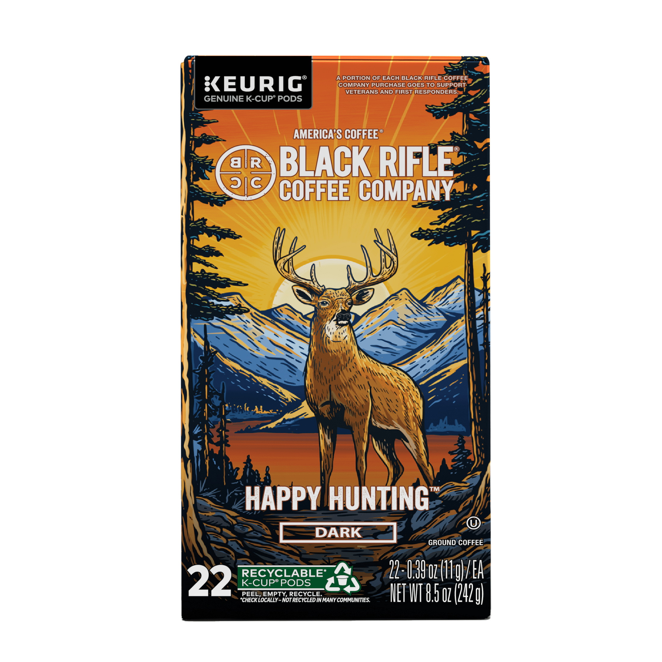 Black Rifle Coffee Company Happy Hunting K-Cup Pods Dark Roast 22