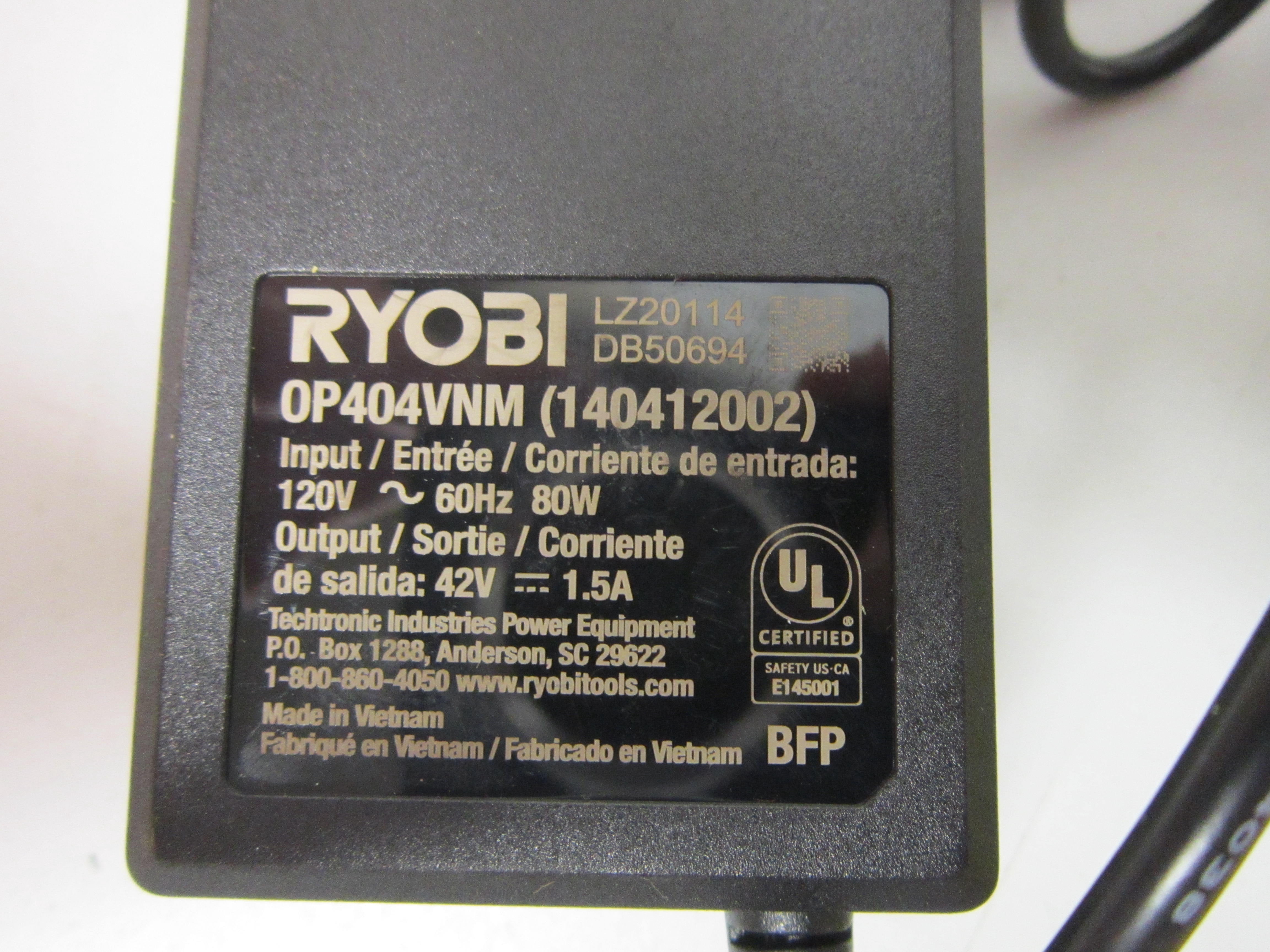 Ryobi 40V. Lithium Battery Charger with Power Supply OP404