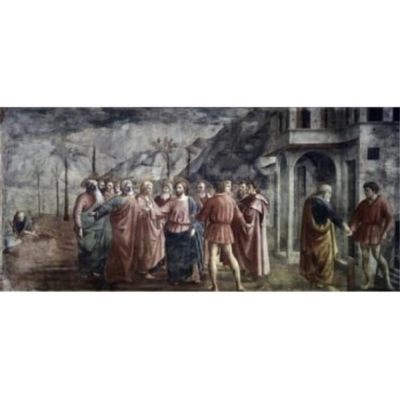 Posterazzi SAL3804397082 Tribute Money 1426-27 Masaccio 1401-1428 Italian Fresco Cappella Brancacci Chapel Santa Maria del Carmine Poster Print - 18 x 24 in.