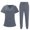 Gray, variant on Resivox Womens Scrub Sets Plus Size Jogger Scrubs Stretchy V-Neck Yoga Scrub Pants and Tops Medical Scrubs Nurse Uniforms with Pockets Wine XL