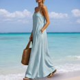 thumbnail image 6 of Effortless Summer Bohemian Dress for Everyday Wear Lightweight Loose Fit Sleeveless V-Neck Free Classic Blue M, 6 of 8