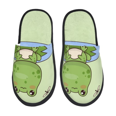 Balery Frog Amanita Mushroom Slient Indoor Furry Fleece Comfort House Shoes Soft Non-Slip Home Shoes Cotton slippers House Slippers-- Medium