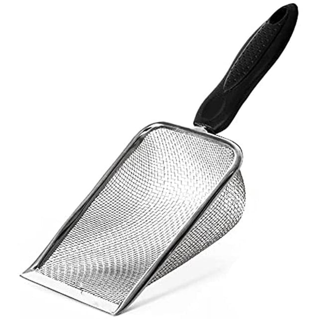 QPENWEI Pelle à litière pour chat à petits trous en métal durable pour chaton, tamis avec pelle profonde pour chat, chien, lapin