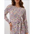 thumbnail image 3 of Flowering Crew Neck Maxi Dress with Belt, 3 of 6