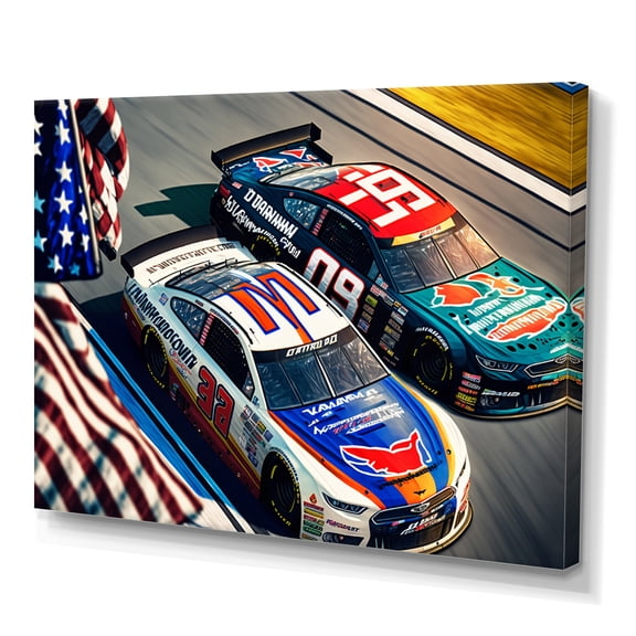 Designart Stock Car Racing Last Lap VI Canvas Wall Art