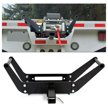 Homehours 10" x 4 1/2" Cradle Winch Mounting Plate Winch Mount Recovery Winches Bumper 2'' Hitch Receiver 15000 Lb Capacity