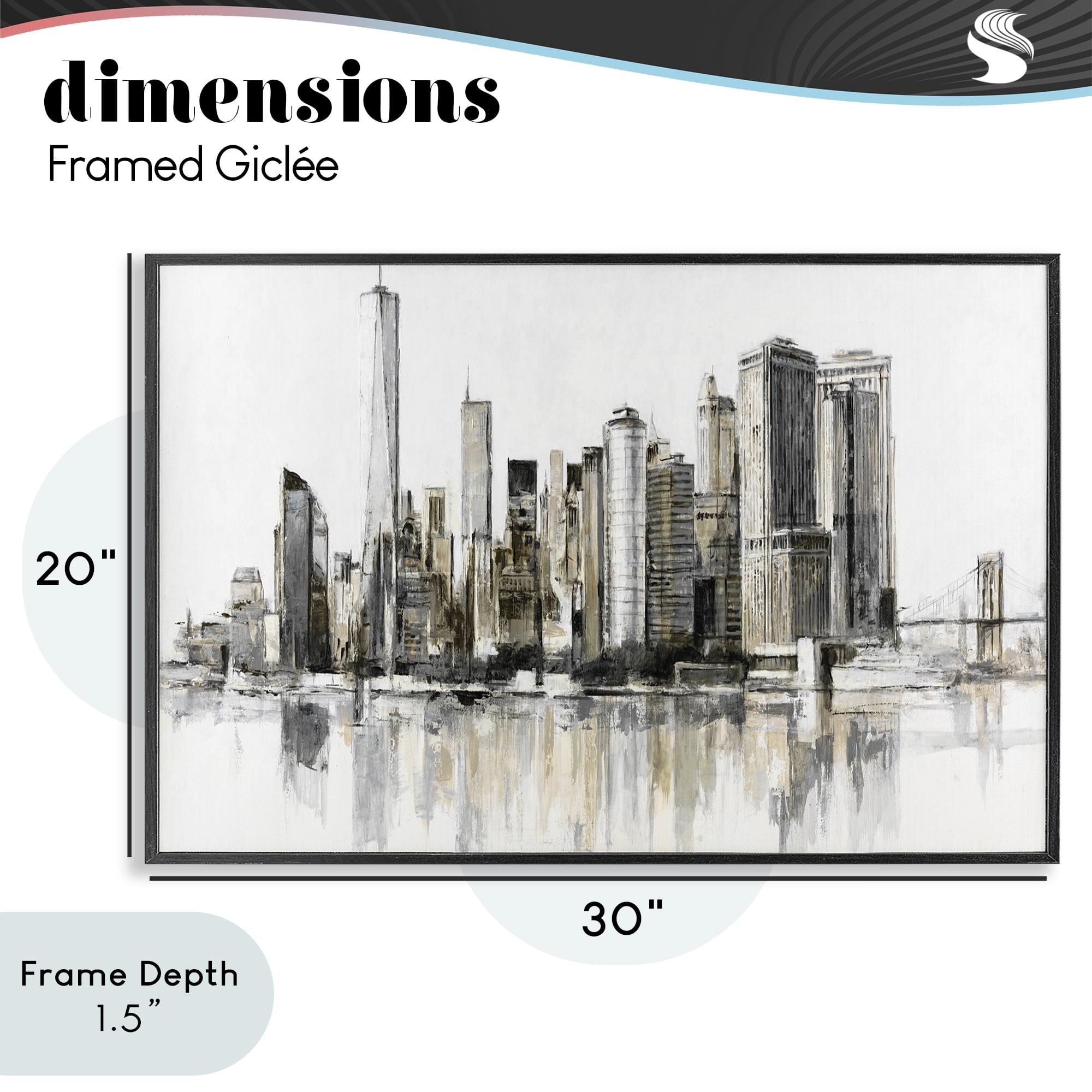 Stupell Industries Urban Skyline Reflection Black Framed Giclee Art, design by Lorenzo Collective