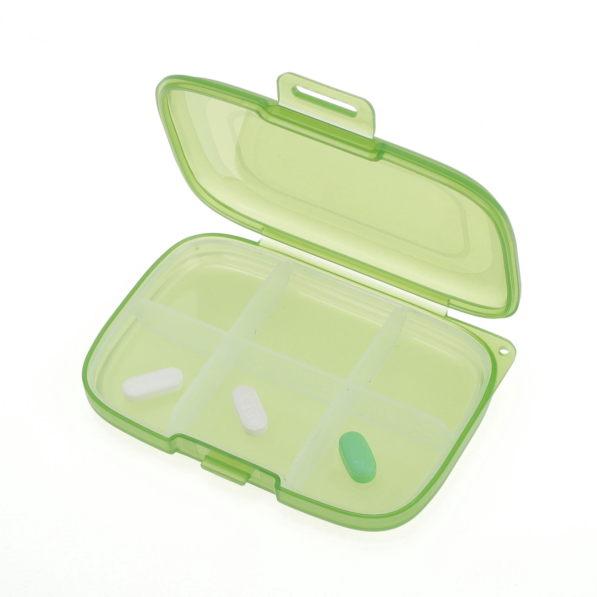 Unique Bargains 6 Grids Single Layer Pill Box 1Pc Green