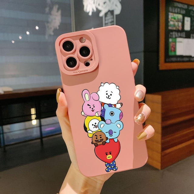 Para Samsung Galaxy A33 A53 A73 5G A32 A52S A72 A31 A41 A71 Dibujos Animados BTS BT21 Square Edge Funda Protectora Completa Len