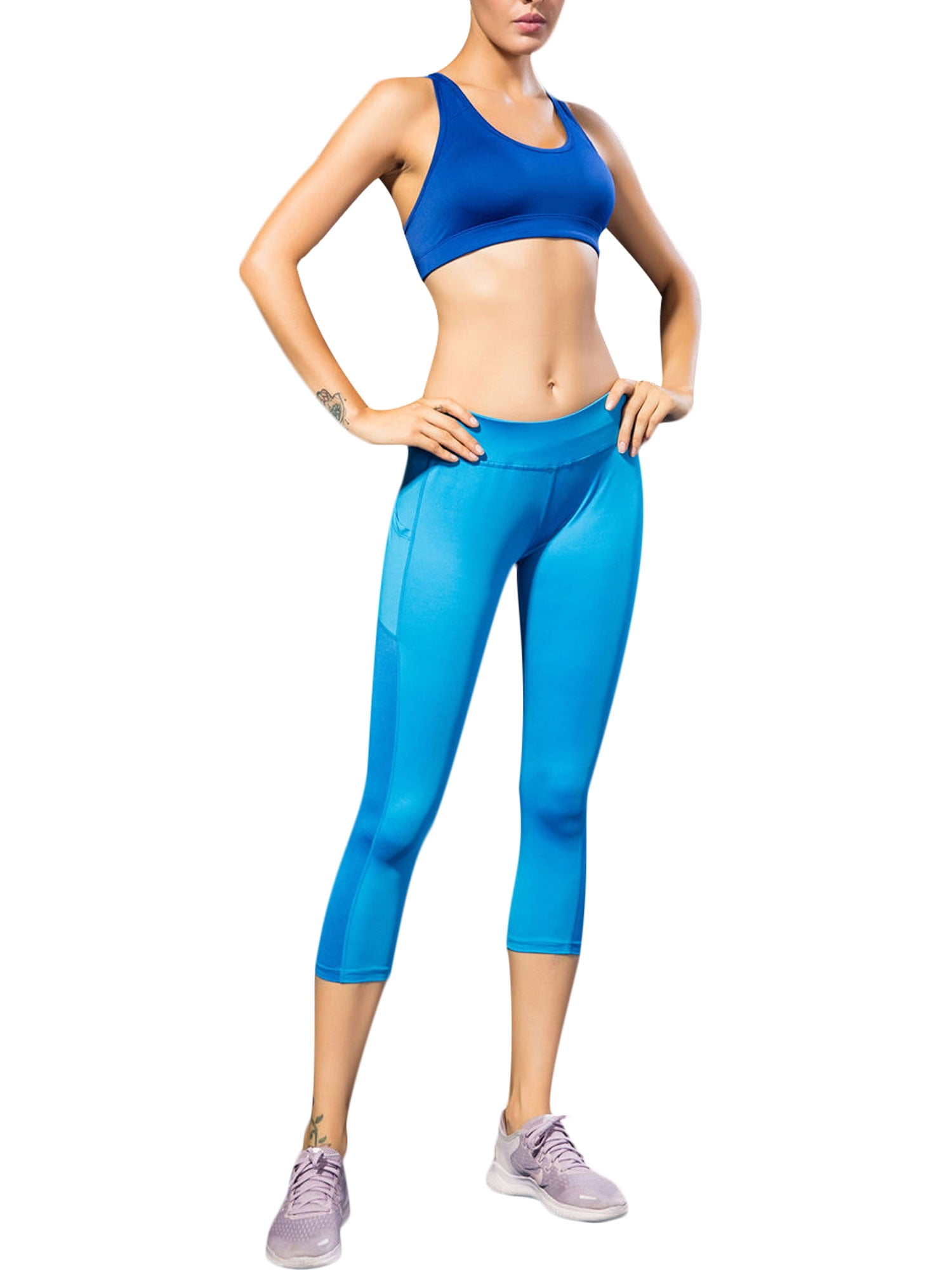 Details about   Fitness Women's Leggings Soft Yoga Pant Gym Fitness No Front Seam Slim Capris 