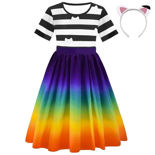 Gabby's Dollhouse-Conjunto de vestidos y pantalones para niñas, disfraz de Halloween, Pascua, gatos, carnaval, fiesta de cumpleaños, 3-10 años(dress-cats 140 7-8T