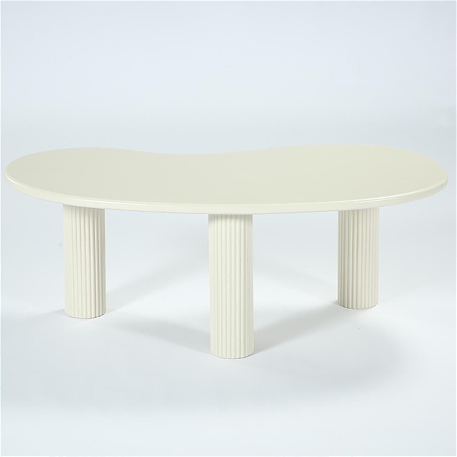 Demi Bonn Cloud-Shaped Coffee Table, Modern Center Table with 3 Solid Legs for Home Living Room, Office, White