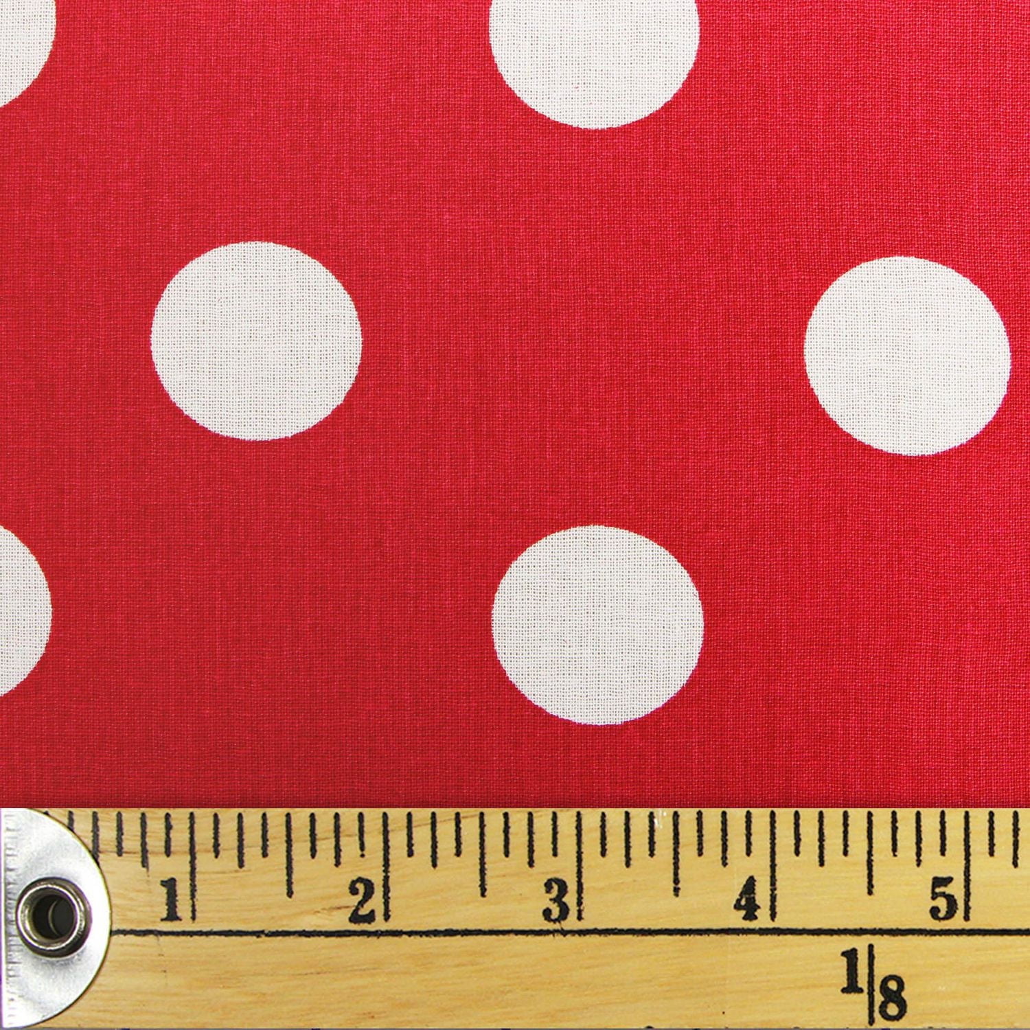 Fat quarter de Fabric Creations, rouge avec gros pois blancs, 18" x 21" (45 x 53 cm)