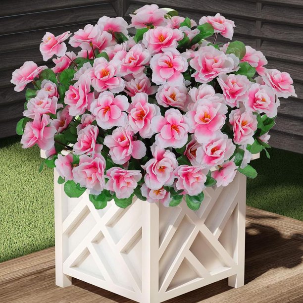6 paquetes de flores artificiales para exteriores, flores de camelia de seda falsas, plantas de jardín resistentes a los rayos UV, arbustos, flores sintéticas, decoración del hogar, jardín,,Pink