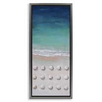 Stupell Industries Aerial Umbrellas on Beach Coast Nature Painting Gray Floater Framed Canvas Art Print Wall Art, 11 x 25