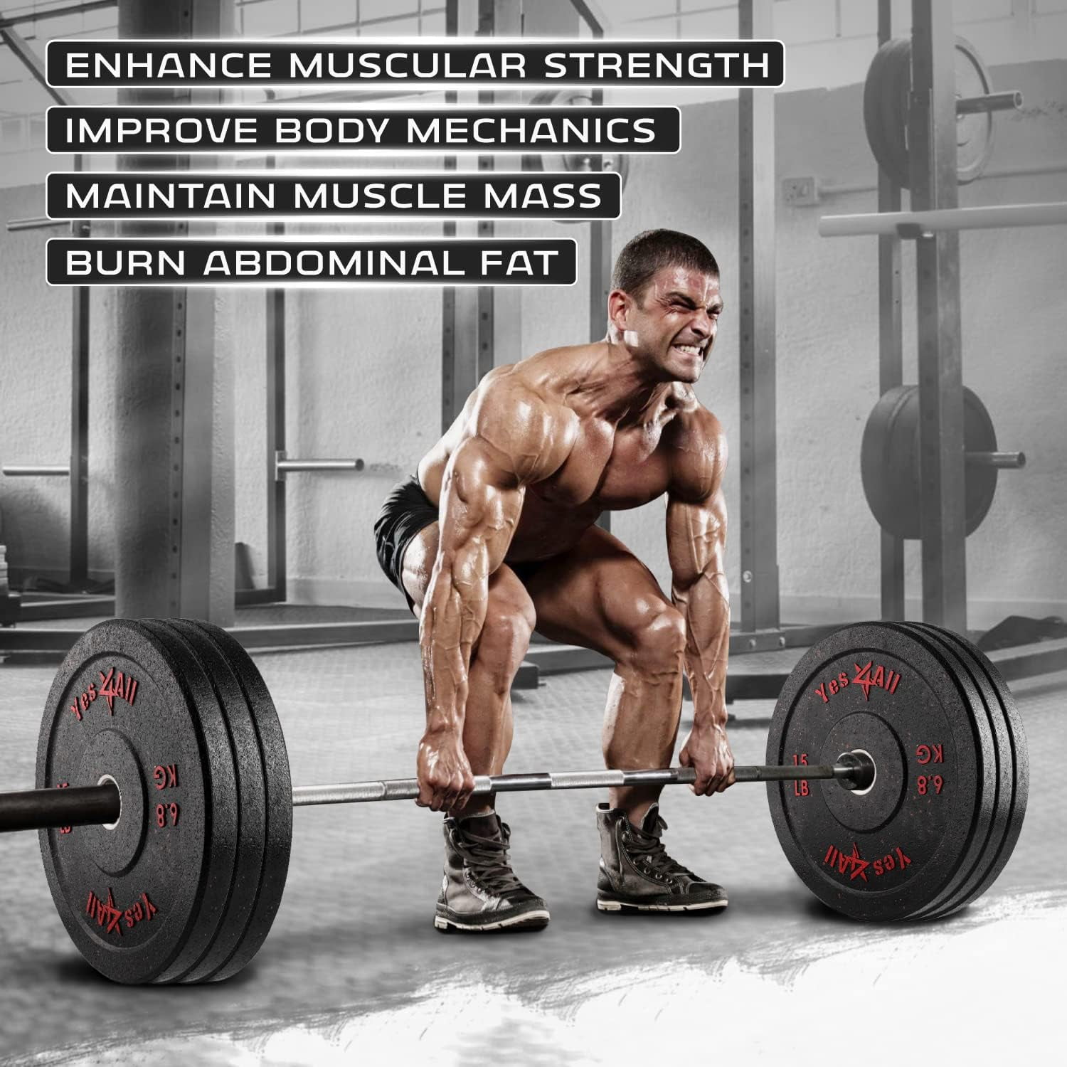 Yes4All 2-Inch Bumper Plate, Olympic Weight Plates for Weightlifting & Strength Training - 15 LBS (Single)