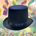 thumbnail image 2 of Gtoiithly Solid Color Popular Top Hat for Themed Parties Accessories Hat Headwear Music Festival Props Fedoras Navy, 2 of 3