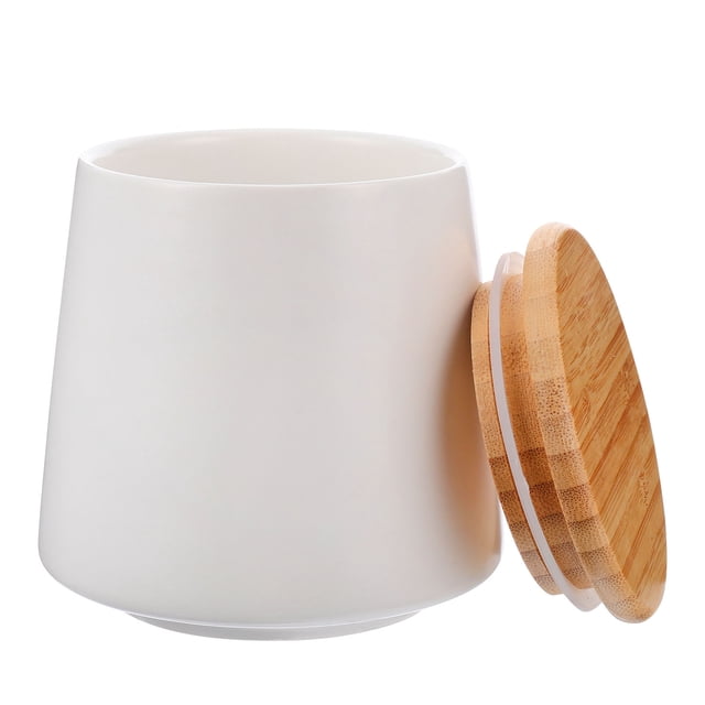 Minkissy Airtight Canister Set Ceramic Kitchen Containers with Bamboo Lids 1 Set 500ml