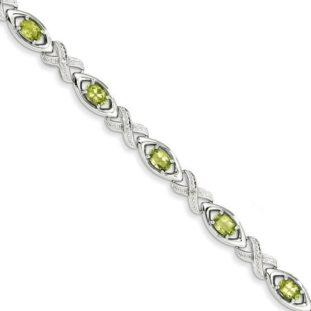 Gemaffair 925 Sterling Silver Peridot And Diamond X O Bracelet Gemaffair 925 Sterling Silver Peridot And Diamond X O Bracelet