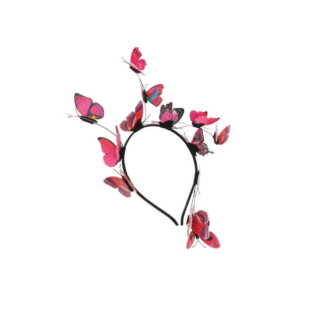 QualitChoice Bandeau Boho Papillon Couronne pour Femmes Mariage Fête Rose Rouge