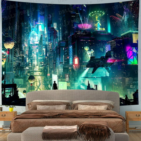Fantasy Punk Cityscape Futuristic Tapestry Wall Hanging Tapestries Black White Blanket Art Home Decor Queen Size 80 X60 For Living Room Dorm Bedroom Decorations Dbzy1769 Canada - Futuristic Home Decor