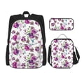 thumbnail image 1 of Fotbe Violets Flowers Set Escolar 3 en 1 para Niños - Mochila Duradera con Lonchera Aislante y Estuche para Lápices - Mochila Escolar para Niños y Niñas, 1 of 7