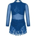 thumbnail image 2 of Xnihocha Costume de Danse Salsa Rumba Tango pour Filles, Robe de Danse Latine à Sequins, Tenue de Danse, Jupe à Franges, Bleu Marine, Taille 12, 2 of 6