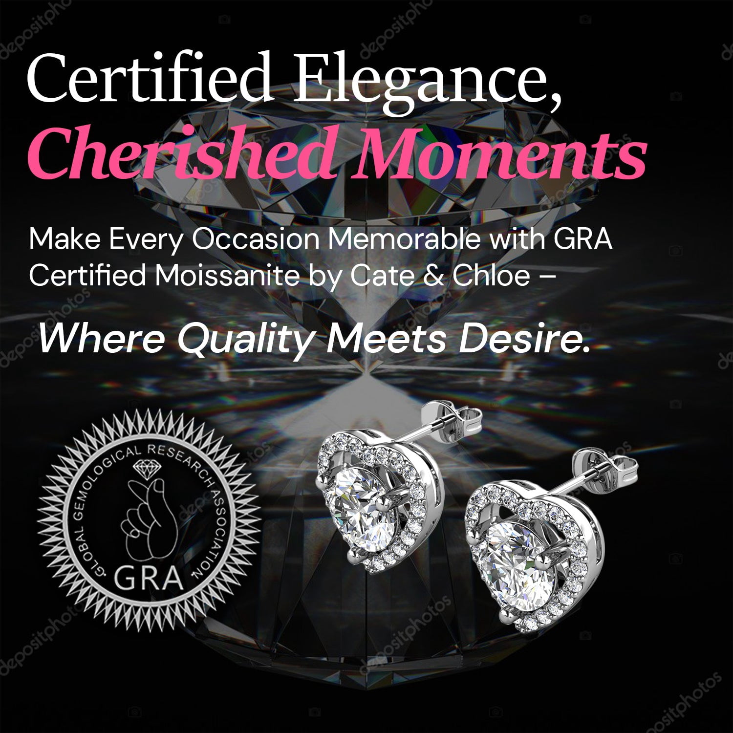 Moissanite by Cate & Chloe Briana 925 Sterling Silver Heart Stud Earrings 1TCW for Women, Gift for Her