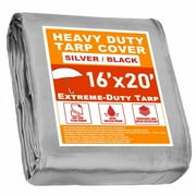 17' x 20' Heavy Duty Silver Blue Poly Tarp 12 Mil Waterproof Cover Tarpaulin