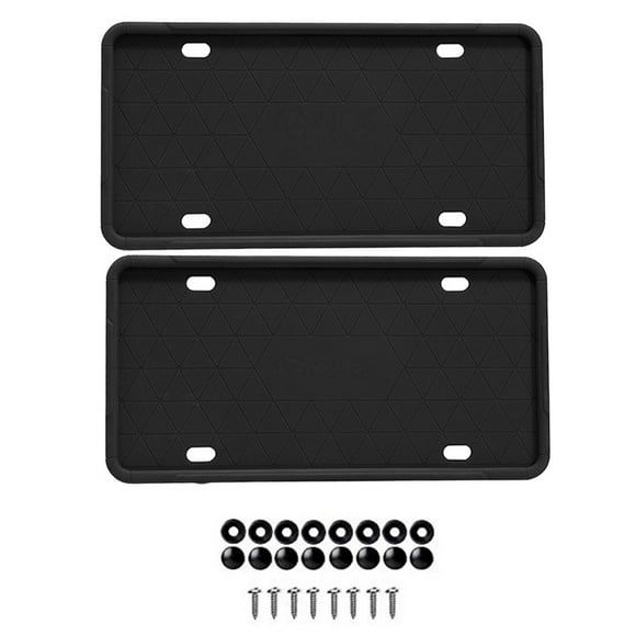 Car Silicone License Plate Frame Silicone License Plate Kit SUV Vehicle Screw Mounted Number Plates Holder Bracket Automobile Replacing Parts 2 Pieces